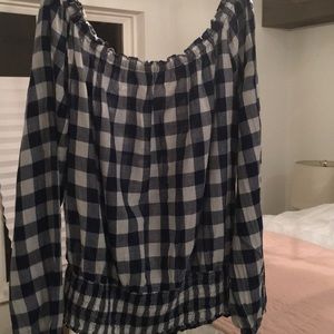 MK off shoulder/on shoulder gingham top